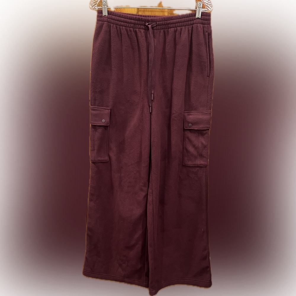 PINK Victoria's Secret Wide Leg Cargo Pants in Deep Burgundy